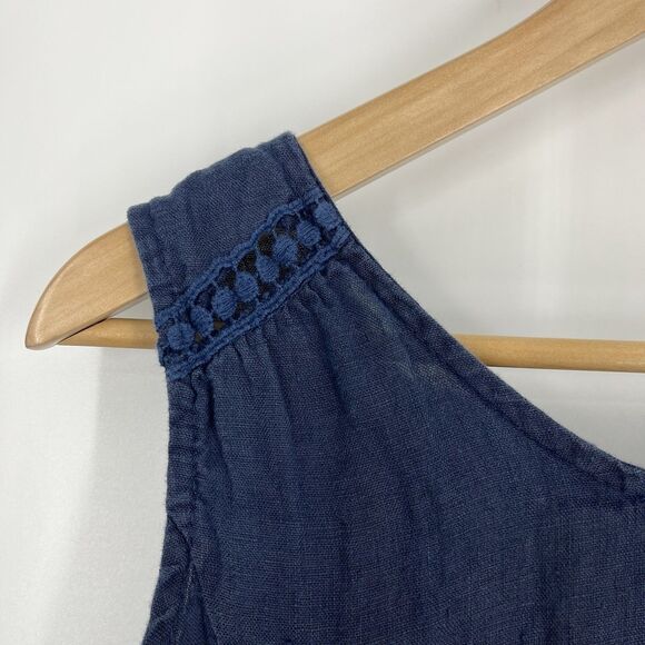 Terzo Millennio Dress Size Medium Navy Made in Italy Sleeveless Ruffle Hem Shift - Picture 4 of 9